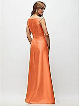 Rear View Thumbnail - Portofino Orange Off-the-Shoulder Draped Wrap Satin Maxi Dress