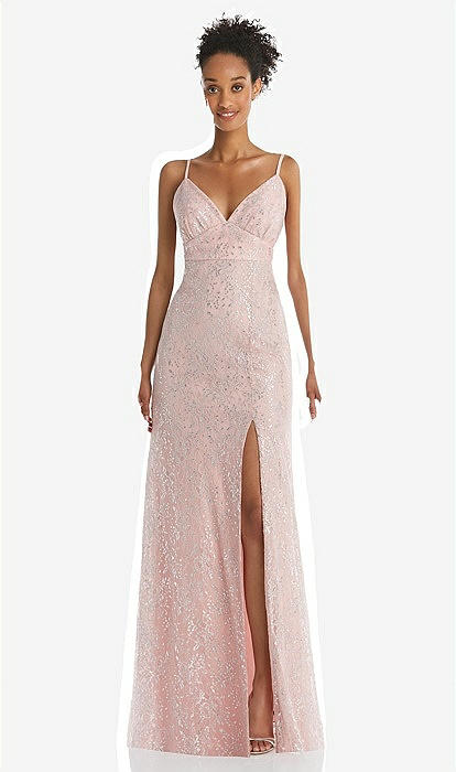 metallic lace bridesmaid dresses Off-the-Shoulder Long Plus-Size Prom Dress Metallic Rose / 16 main image 1