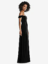 Alt View 1 Thumbnail - Black Off-the-Shoulder Flounce Sleeve Velvet Maxi Dress