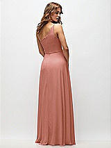 Rear View Thumbnail - Desert Rose One-Shoulder Chiffon Maxi Dress with Shirred Front Slit