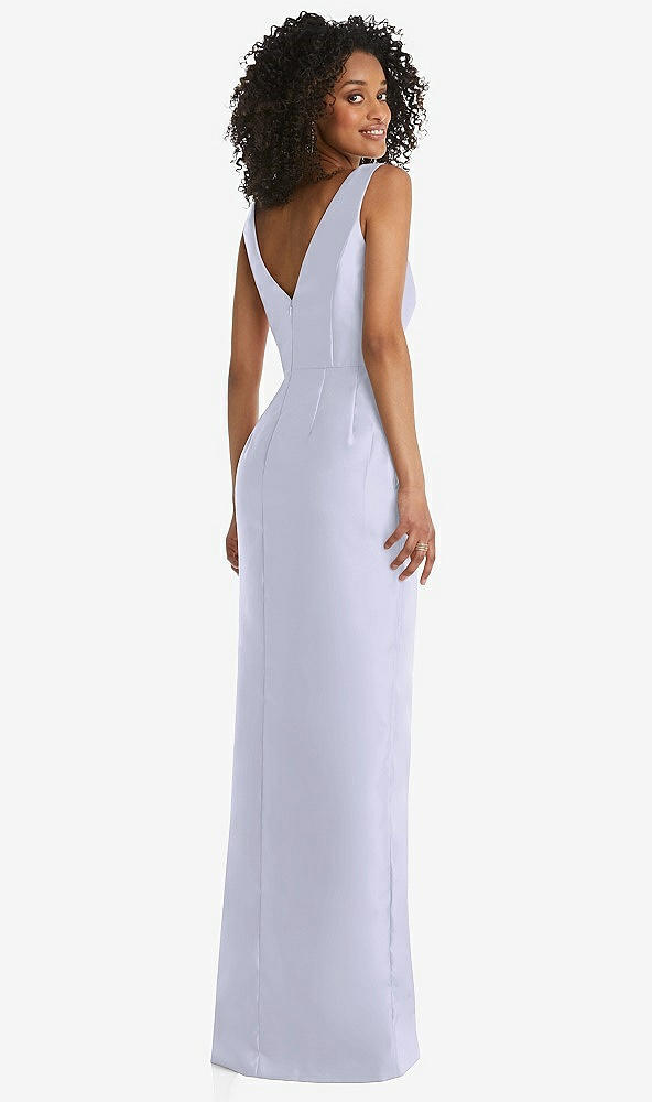 Back View - Silver Dove Pleated Bodice Satin Maxi Pencil Dress with Bow Detail