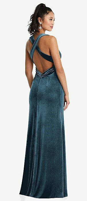 Blue Lux Velvet Bridesmaid Dresses