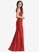 Side View Thumbnail - Poppy Red Jewel Neck Bowed Open-Back Trumpet Dress with Front Slit