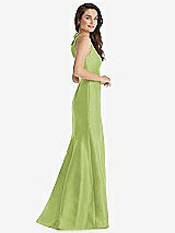 Side View Thumbnail - Mojito Jewel Neck Bowed Open-Back Trumpet Dress 