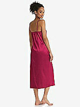 Rear View Thumbnail - Valentine  Midi Stretch Satin Slip with Adjustable Straps - Asley