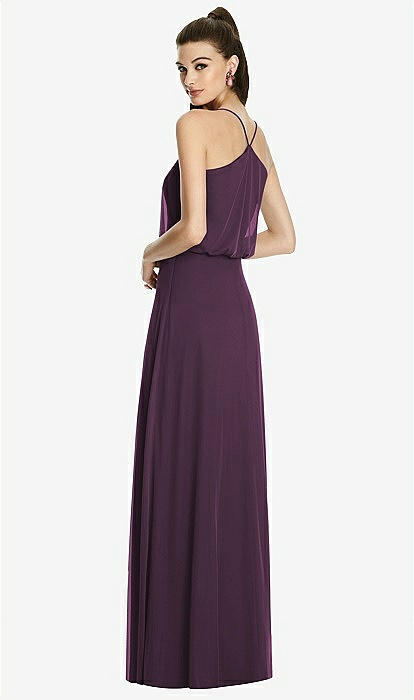 Inverted V-back Blouson A-line Maxi Bridesmaid Dress In Aubergine | The Dessy Group Inverted V-back Blouson A-line Maxi Bridesmaid Dress In Aubergine | The Dessy Group