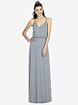 Front View Thumbnail - Platinum Inverted V-Back Blouson A-Line Maxi Dress