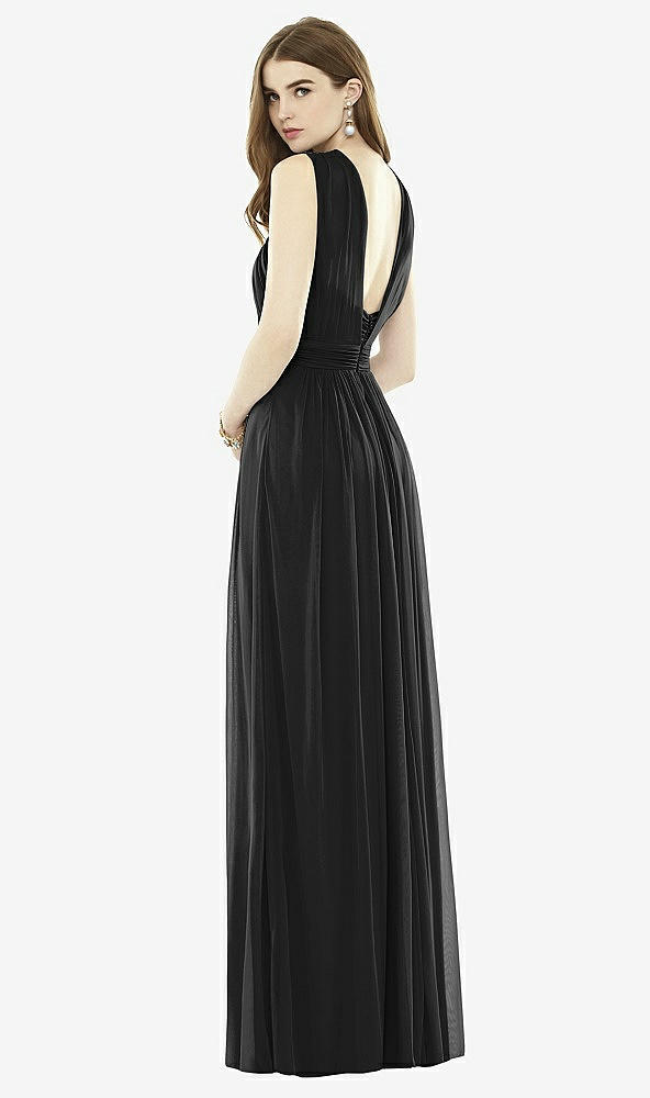 Back View - Black Twist Halter Low Illusion Back Maxi Dress