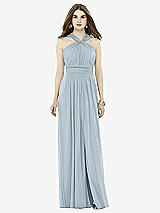 Front View Thumbnail - Mist Twist Halter Low Illusion Back Maxi Dress