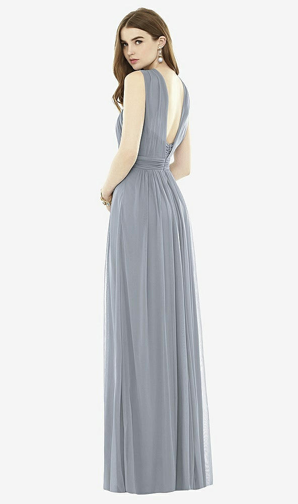 Back View - Platinum Twist Halter Low Illusion Back Maxi Dress