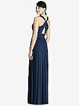 Rear View Thumbnail - Midnight Navy Shirred Wrap Bodice Twist Back Maxi Dress