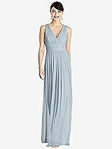 Front View Thumbnail - Mist Shirred Wrap Bodice Twist Back Maxi Dress