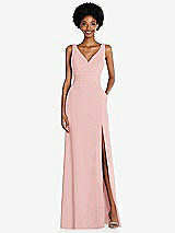 Front View Thumbnail - Rose Square Low-Back A-Line Dress with Front Slit and Pockets