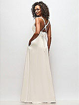 Rear View Thumbnail - Ivory Deep V-Neck Shirred Skirt Maxi Dress with Convertible Straps