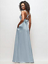 Rear View Thumbnail - Mist Deep V-Neck Shirred Skirt Maxi Dress with Convertible Straps