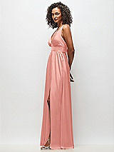 Side View Thumbnail - Rose Deep V-Neck Shirred Skirt Maxi Dress with Convertible Straps