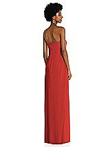 Alt View 4 Thumbnail - Poppy Red Draped Chiffon Grecian Column Gown with Convertible Straps