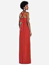 Side View Thumbnail - Poppy Red Draped Chiffon Grecian Column Gown with Convertible Straps