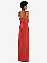 Rear View Thumbnail - Poppy Red Draped Chiffon Grecian Column Gown with Convertible Straps