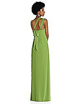 Alt View 2 Thumbnail - Peridot Green Draped Chiffon Grecian Column Gown with Convertible Straps