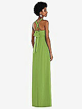 Side View Thumbnail - Peridot Green Draped Chiffon Grecian Column Gown with Convertible Straps