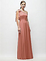 Front View Thumbnail - Desert Rose Draped One-Shoulder Maxi Dress with Scarf Bow
