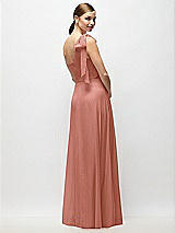 Rear View Thumbnail - Desert Rose Draped One-Shoulder Maxi Dress with Scarf Bow