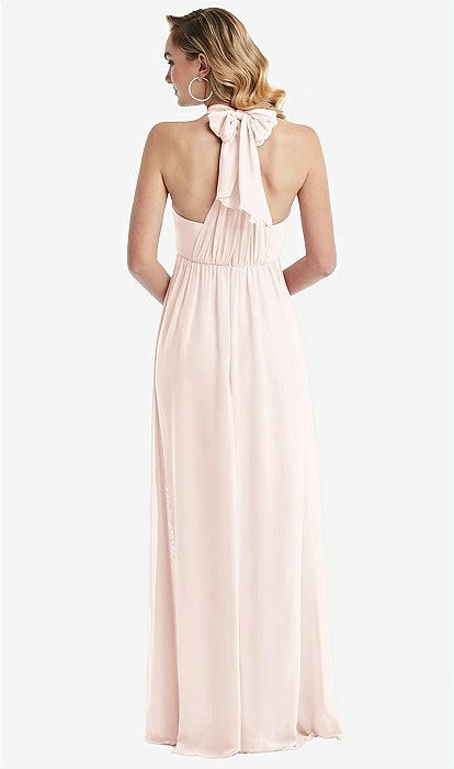 blush empire waist dress Empire Off the Shoulder Blush Pink Long Bridesmaid Dress – FancyVestido main image 0