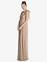 Side View Thumbnail - Topaz Empire Waist Convertible Sash Tie Lace Maxi Dress