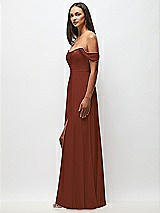 Side View Thumbnail - Auburn Moon Off-the-Shoulder Basque Neck Maxi Dress with Flounce Sleeves