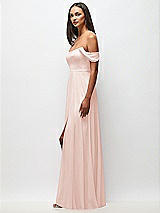 Side View Thumbnail - Blush Off-the-Shoulder Basque Neck Maxi Dress with Flounce Sleeves