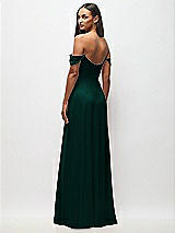 Rear View Thumbnail - Evergreen Off-the-Shoulder Basque Neck Maxi Dress with Flounce Sleeves