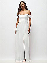 Front View Thumbnail - White Off-the-Shoulder Basque Neck Maxi Dress with Flounce Sleeves