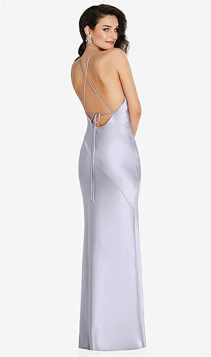 bridesmaid dress silver BABARONI Acetate Satin Dusty Blue Bridesmaid Dresses Strapless Sweep Train  Sleeveless Pleated with Slit Sheath
