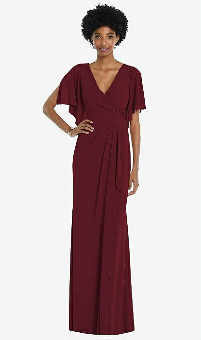 knee length dresses for ladies Anjela Long Sleeve Thigh Split Midi Dress Champagne– Selfie Leslie main image 1
