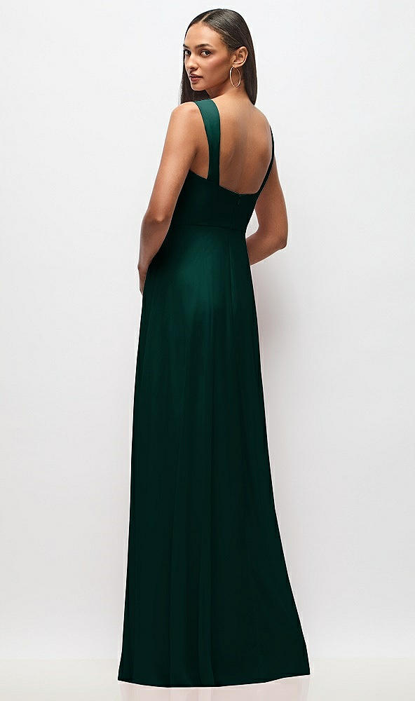 Back View - Evergreen Contoured Wide Strap Sweetheart Maxi Dress