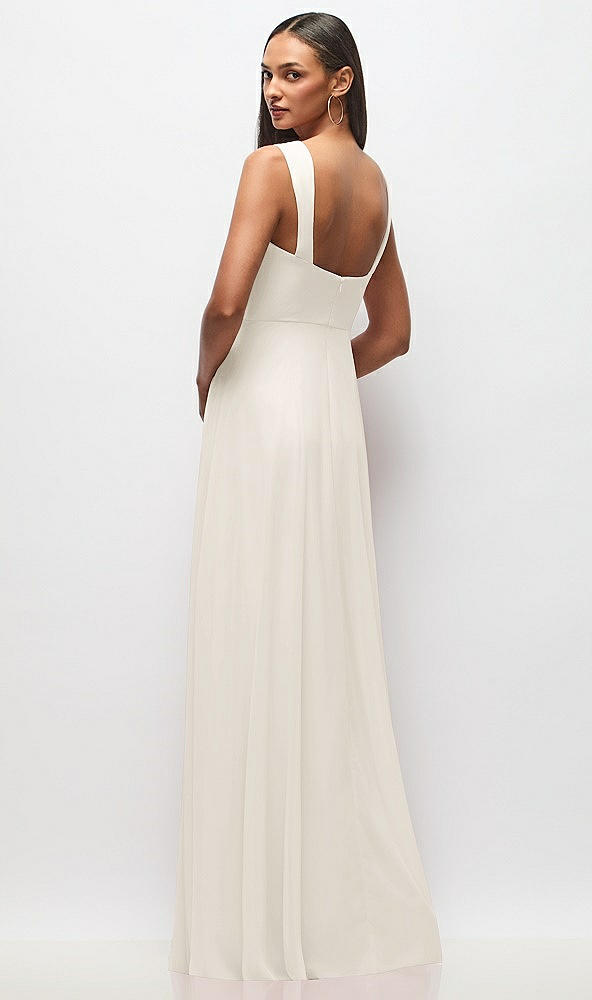 Back View - Ivory Contoured Wide Strap Sweetheart Maxi Dress