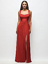 Front View Thumbnail - Poppy Red Contoured Wide Strap Sweetheart Maxi Dress