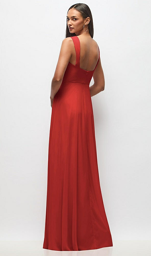 Back View - Poppy Red Contoured Wide Strap Sweetheart Maxi Dress