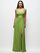Front View Thumbnail - Peridot Green Contoured Wide Strap Sweetheart Maxi Dress