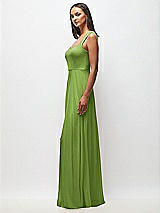 Side View Thumbnail - Peridot Green Contoured Wide Strap Sweetheart Maxi Dress