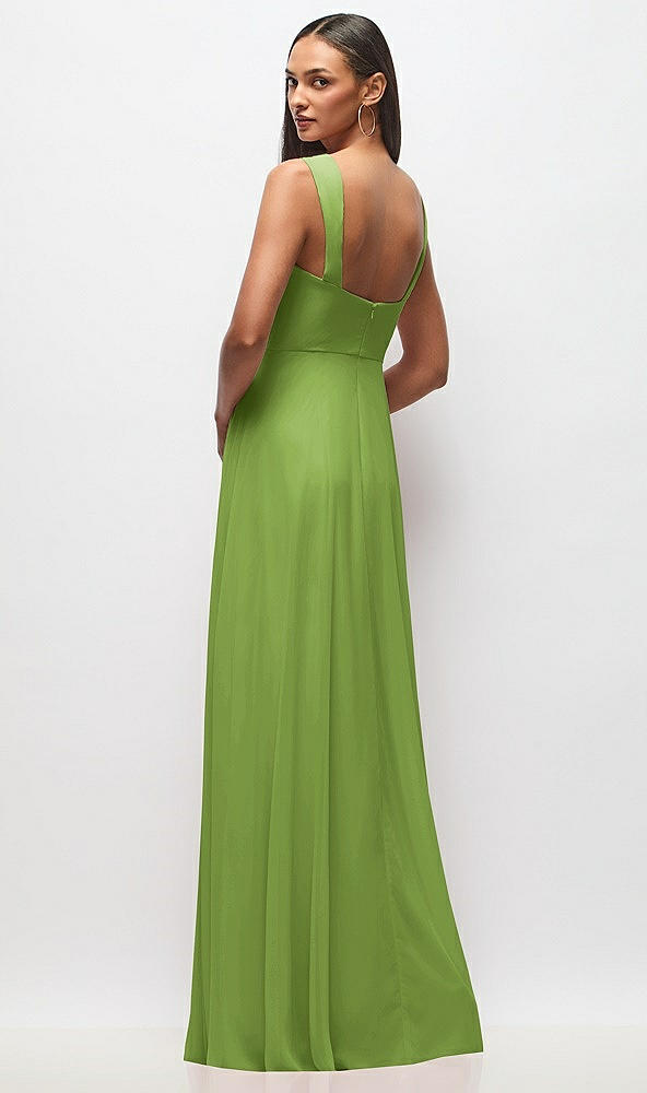 Back View - Peridot Green Contoured Wide Strap Sweetheart Maxi Dress