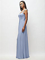 Side View Thumbnail - Sky Blue Contoured Wide Strap Sweetheart Maxi Dress