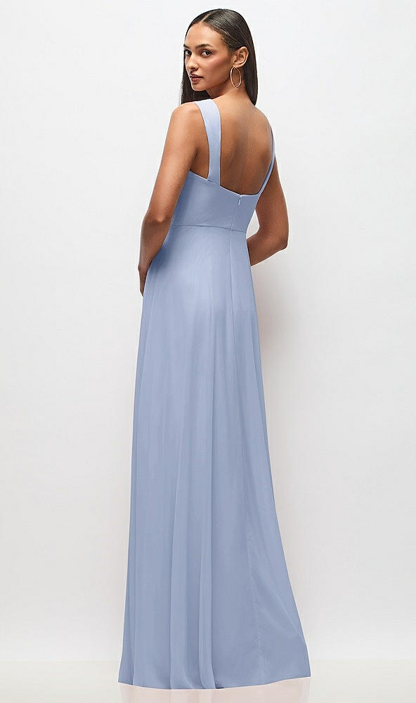 Back View - Sky Blue Contoured Wide Strap Sweetheart Maxi Dress