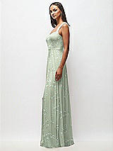 Side View Thumbnail - Vintage Primrose Sage Contoured Wide Strap Sweetheart Maxi Dress