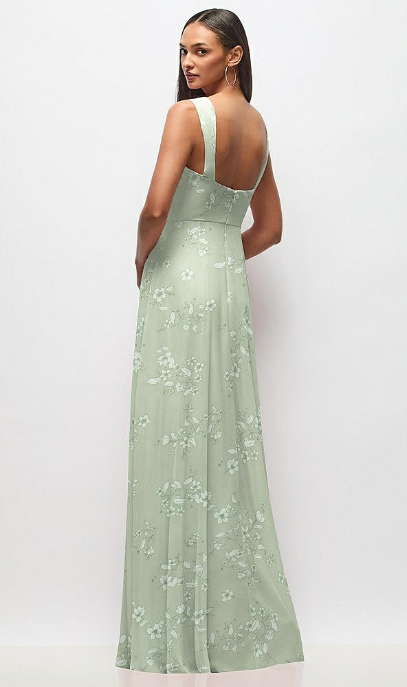 Back View - Vintage Primrose Sage Contoured Wide Strap Sweetheart Maxi Dress