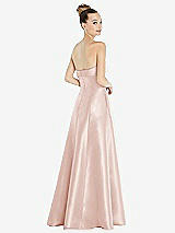 Rear View Thumbnail - Blush Bow Cuff Strapless Satin Ball Gown with Pockets