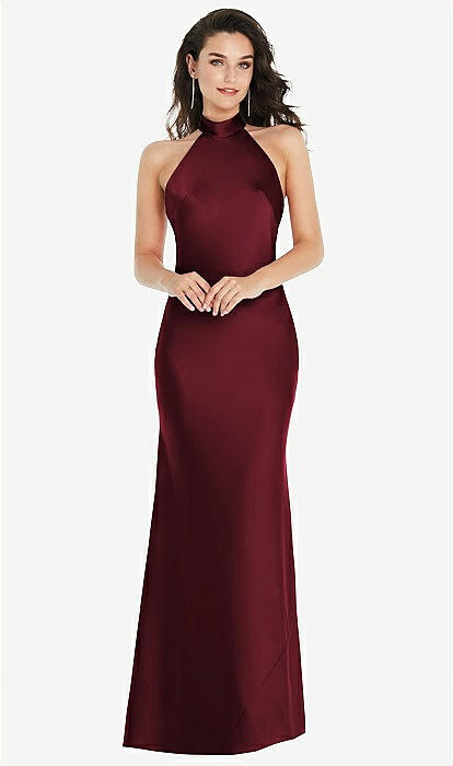 blue dress for baby girl Dusty Blue Chiffon Neck Scarf A Line Strapless Long Bridesmaid Dress main image 1
