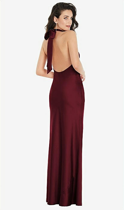 Scarf Tie High-neck Halter Maxi Slip Bridesmaid Dress In Cabernet | The  Dessy Group