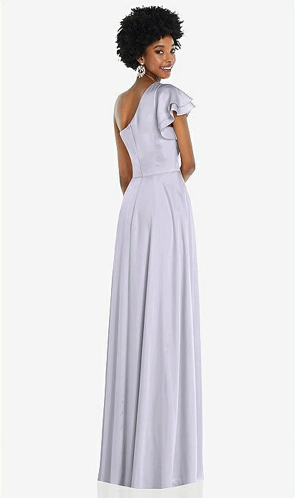 grey flutter sleeve dress Grey Satin V-Neck Flutter Short Sleeve Maternity Maxi Dress main image 0